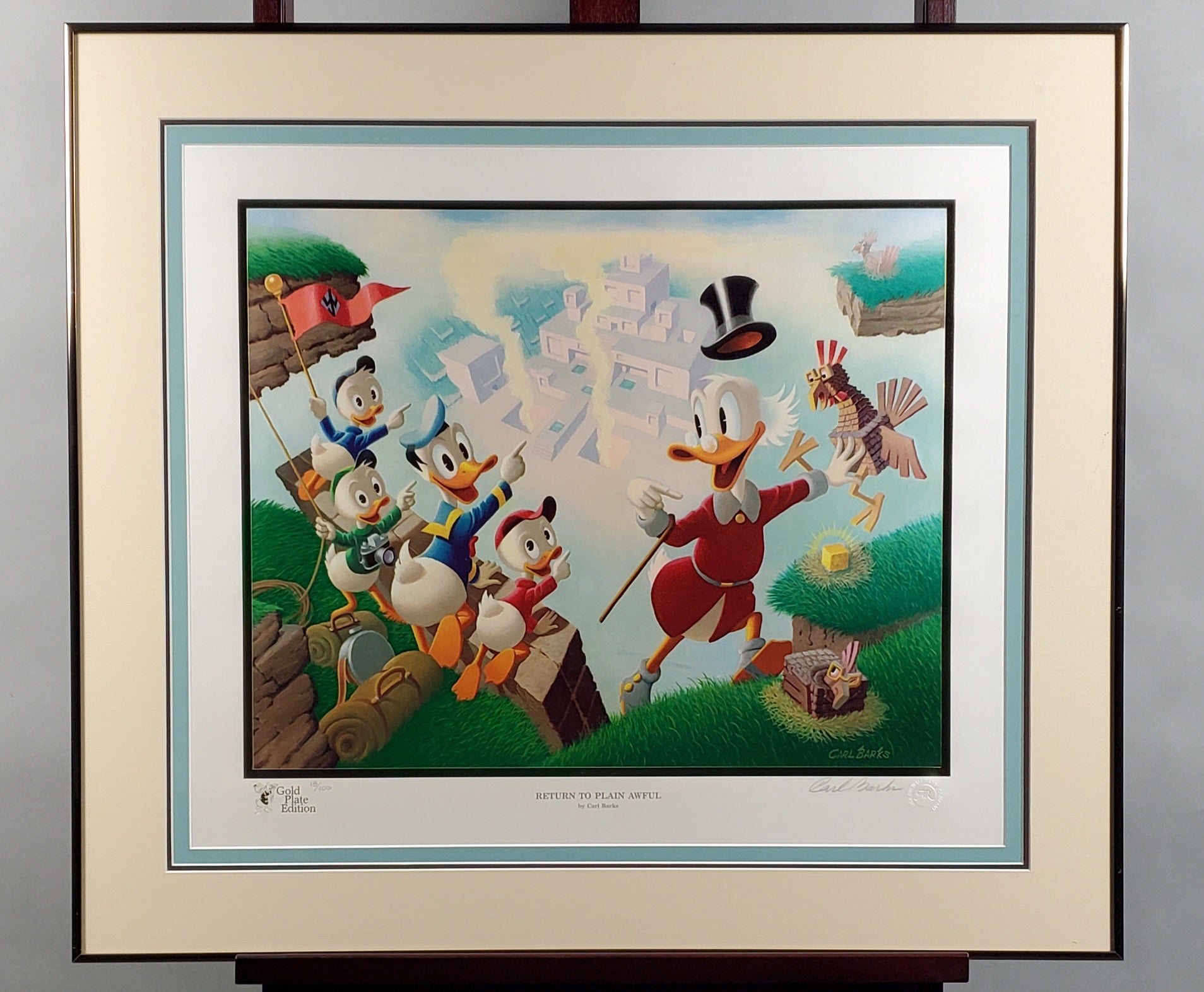 Donald Duck and Uncle Scrooge Return To Plain Awful Carl Barks Signed Gold Plate Edition